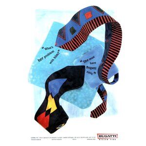 1993 Bugatti Killer Ties Vintage Print Ad 90s Mens Fashion Geometric Wall Art
